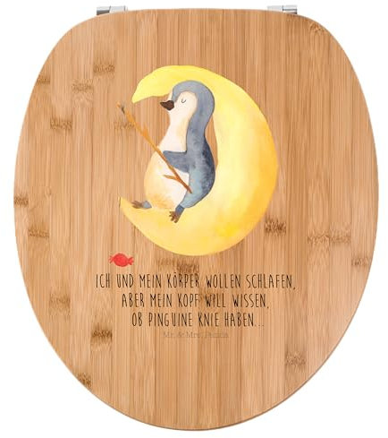 Mr. & Mrs. Panda Motiv WC Sitz Pinguin Mond - Geschenk, Nachtruhe, Schlafstörungen, WC-Sitz, Toilettendeckel, Klobrille, Toilette, Süßigkeiten,