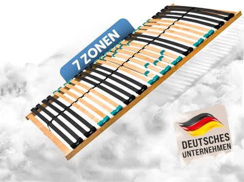 Coemo 7 Zonen Lattenrost DRÖMSON- starr, 28 Leisten Lattenroste, Mittelgurt, 90 x 200 cm, preisgünstiger Bausatz