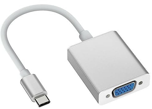Adattatore da USB C a VGA, convertitore Thunderbolt 3 da tipo C a SVGA compatibile per MacBook Pro 2019/2018/2017, MacBook Air/iPad Pro 2018, iPad Air 5/4, Samsung Galaxy S10/S9, altro (argento)