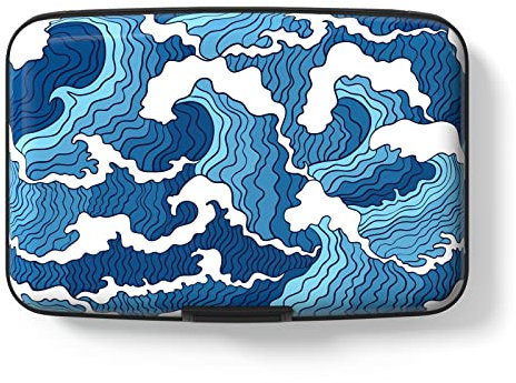 Kreditkartenetui, klein, RFID-Metall, Kreditkartenetui, niedlich, Visitenkartenhalter, Tasche, Ausweishülle für Damen und Herren, Blue Sea Wave, Blue Sea Wave, Modern