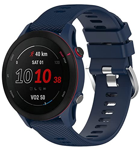 Yikamosi Kompatibel mit Garmin Forerunner 255 Armband,22MM Schnellverschluss Weiches Silikon rostfreiem Metallverschluss Ersatzbänder Kompatibel für Garmin Forerunner 255/Venu 2,Mitternachtsblau