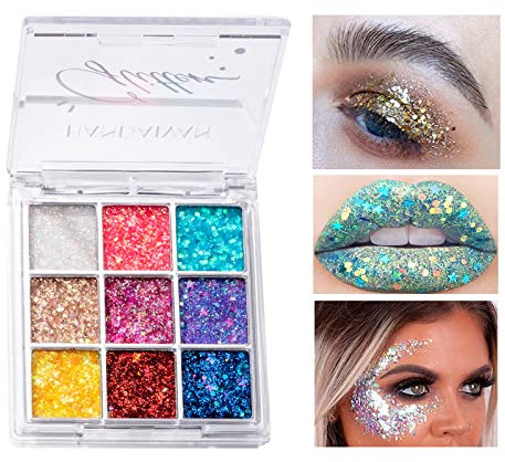 9 Farben Lidschatten, Glitter Lidschatten Palette Shimmer Ultra Pigmented, Shining Lidschatten Perlglanz-Make-up Hochpigmentierter Schimmer Matt Glitter, Make-up-Palette, langlebig, wasserdicht (02)