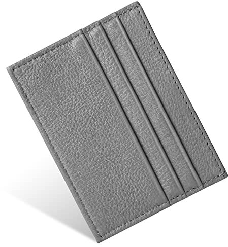 URAQT Leder Kartenetui, Kreditkartenetui, Geldbörse, Magic Wallet Geschenk, Unisex (Grau)