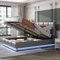 KecDuey Polsterbett 140x200 cm mit LED Beleuchtung & Hydraulisch anhebbarer Bettstauraum,Doppelbett Bettkasten & Lattenrost Bezug aus Kunstleder Erwachsenen Jugendbett (Grau)