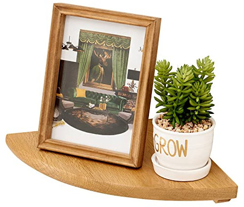 OAKERLAND Eiche Eckregal Schwebende 22CM Regale Ecke Massivholz Ecke Wandregal für Bad Küche Schlafzimmer Wohnzimmer