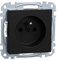 Merten MEG2500-0403 MEG2500-0403 - Enchufe con protección de contacto, protección táctil, bornes, negro mate, sistema M, plástico océano reciclado