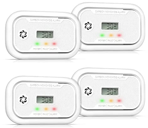 Putogesafe Kohlenmonoxid Melder, 10-Jahres-Batterie, CO-Melder mit LCD-Display und Spitzenwertspeicher für Haus/wohnmobil/Schiff, EN50291 Zertifiziert, Klima Pledge Friendly, 4Stück
