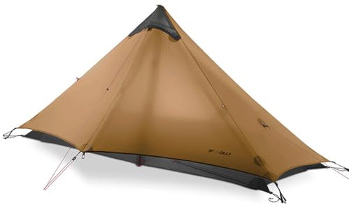 Telomat 3F Lanshan1 Ultraleichtes Poleless Zelt für 1 Person, 3/4 Jahreszeit, Khaki, wasserdicht, tragbar, Rucksackreisen, Camping, Wandern, Angeln, Bergsteigen