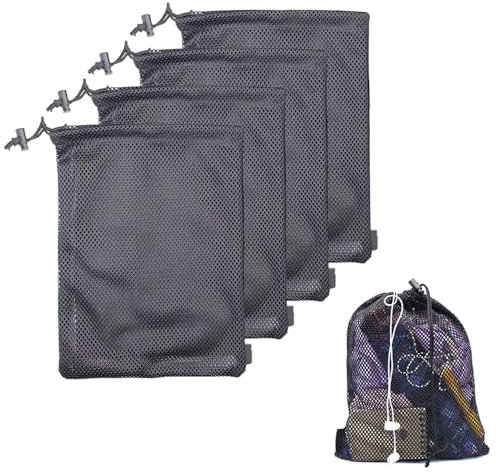 4 Pcs Black Mesh Bag Drawstring Small Net Bag Mesh Storage Bags for Small Things Storage Shower Product Outdoor Tools