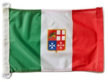 Bandera marítima de Italia mercantile 45x30cm - Pabellón de conveniencia Italia mercantile 30 x 45 cm Anillos