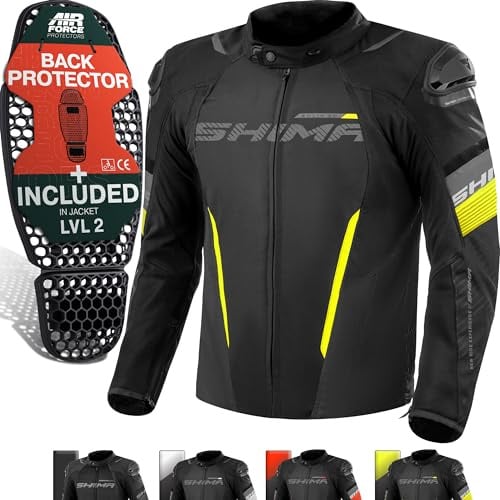 SHIMA SOLID Motorrad Jacke Herren mit Protektoren AIRFORCE Rückenprotektor Motorradjacke Sommer Schutzjacken Textiljacke Wasserdicht Powersports Protective Gear (Männer, Fluo, Regular, 4XL)