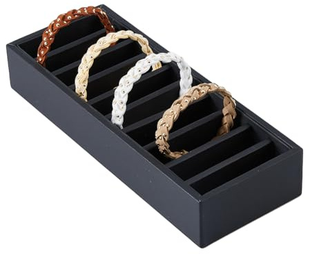 DICOSMETIC 10-Slot Black Bangle Trays Leather Bracelet Organizer Trays Rectangle Display Jewelry Tray Covered Jewelry Display Box without Lid for Ring Cufflink Jewelrys Organizer