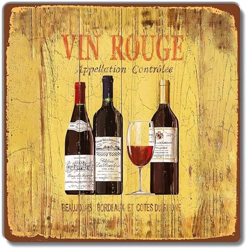 Générique Vin Rouge Plaque déco métal pour Bar Cuisine Garage-Métal de Signe murale cadeau vintage-30,5 x 30,5 cm