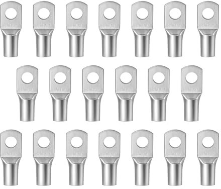 0XBIT Capicorda Elettrici, 20 Pezzi Capicorda ad Occhiello M6, 16 mm² Capicorda Elettrici a Crimpare Non Isolato, per Cavi Batteria, Scatole di Distribuzione Automobilistiche