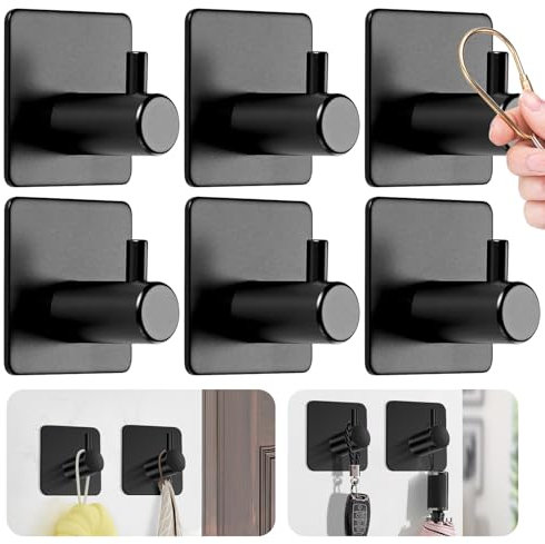 Snarflun Perchero para puerta,Perchero Puerta,Gancho para Puerta con 6 Ganchos,Sin taladrar,Colgador Puerta para Baños Dormitorio(Negro)