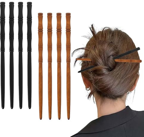 8 Stück Haarstäbchen aus Holz, Haarstäbchen für Frauen, Haarnadeln in Bambusform für langes Haar, Vintage Haarnadel Haarschmuck,dekorativer Haarhalter für Damen, Haarschmuck