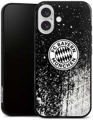 Slim Case extra dünn kompatibel mit Apple iPhone 16 Silikon Handyhülle schwarz Hülle FC Bayern München Offizielles Lizenzprodukt FCB