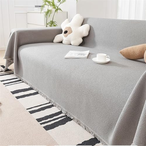L-förmiger Couchbezug, Sektionalsofabezüge für 3 Kissen, Couch, Sofa, Überwurf, Bezug für Liegestuhl, vielseitig verwendbar, dekorativer Couchschutz, Grau, 180 x 340 cm