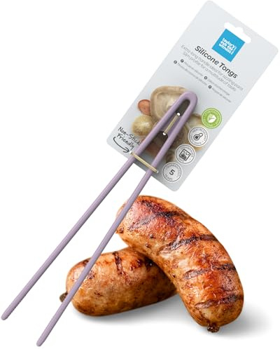 Taylors Eye Witness Large Lavender Silicone Gripping Tongs - Dishwasher Safe. Sturdy Build, Non-Scratch Grip Heads, Long Handle. Odour, Stain & Heat Resistant (260°C/500°F). 5 Year Guarantee