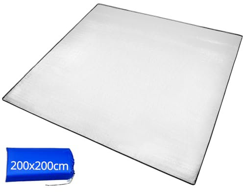 QWORK® Tapis Isolant Camping 3mm * 200 cm * 200 cm - Tapis de Sol en Mousse en Aluminium Pliable pour Extérieur (Argent)