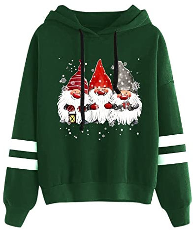 Weihnachtspullover-Damen, Weihnachts Hoodie Damen Baumwolle Weihnachtspulli Lustige Ugly Christmas Sweater Weihnachtspullover Damen Wichtel Kapuzenpullover Xxl Hoodie Damen Weihnachtsmann Kostüm