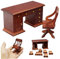 BEAHING Miniaturschreibtisch, Puppenhaustisch und Stuhl 1/12 Hölzer Dollhouse Möbel Set mit Miniaturschreibtisch & Stuhl Retro Mini Dollhouse Möbel für Puppenhaus -Szenendekoration