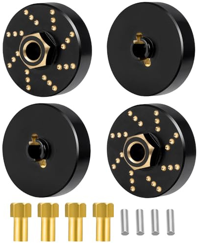MOHERO 4 Stück 58 g Messing-Radgewichte mit 7 mm Rad-Sechskant-Nabe verlängerte Spurverbreiterungen für 1/18 RC Crawler TRX4M Bronco Defender K10 High Trail F150 Upgrades Parts