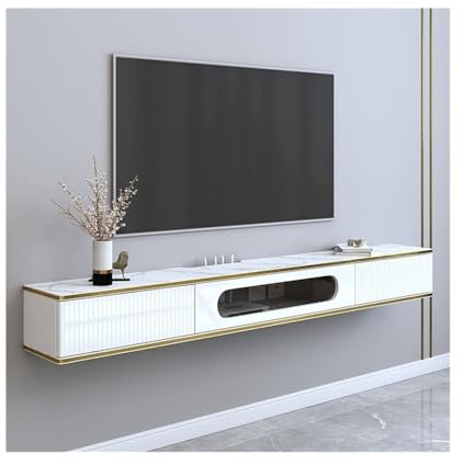 TV Board hängend Moderne, schwebende Luxus-TV-Konsole mit Tischplatte aus Steinplattenimitat, 70,8/78,7 Zoll großer schwebender Aufbewahrungsschrank for die Wandmontage unter Fernsehern Schwimmende TV