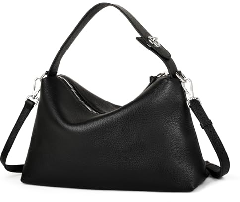 DONNAIN Lederhandtasche Damen Echtleder, Umhängetasche Damen Leder, Elegante Handtasche damen leder aus Halbmondform, Hobo Bag, Damenhandtasche mit verstellbarer Riemen