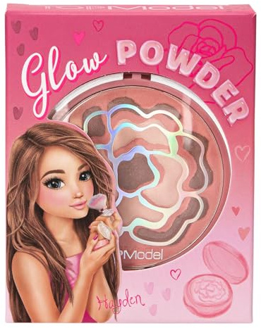 Depesche TOPModel - Glow Puder Beauty and Me, im runden Klappdöschen, leicht glänzend in Rosa- und Brauntönen, inkl. Spiegel und Schwämmchen