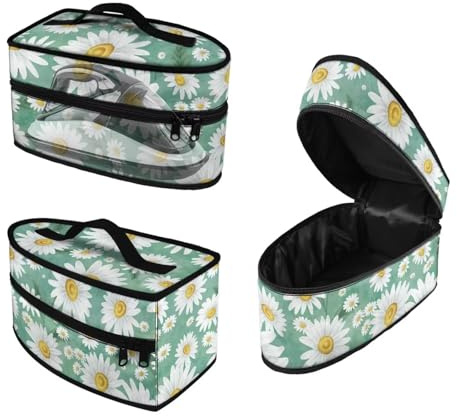 LVEWYB Daisy Green Iron Tote Bag Stain Resistant Travel Irons Storage Box Washable Protective Carrying Bag with Handle Compatible with Most Irons