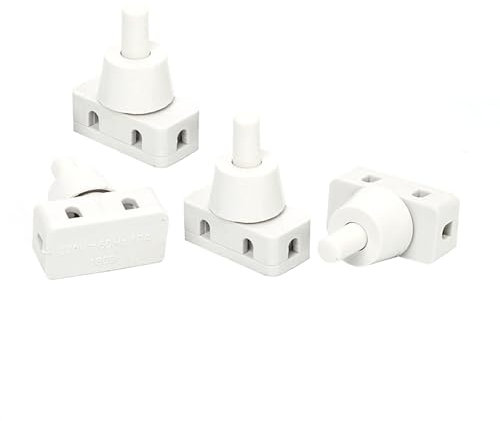 Leloco 4 interruttori a pressione da incasso, colore bianco, 250 V, 2 A, con contatti a vite, interruttore a pressione a 1 poli per lampade, elettrodomestici e installazione elettrica (filettatura M10