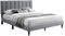 Bett 140x200 cm, Polsterbett mit Lattenrost, Bettgestell, Doppelbett mit weichem Bezug und gepolstertem Kopfteil mit vertikaler Steppung, robustes Gestell, hoher Liegekomfort | Grau | 140x200 cm