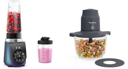 Moulinex Blend Up, Mini blender1000W, 8 programmes automatiques, Glace pilée LM19H4F0 & Choppeo, Hachoir 1L DJ602110