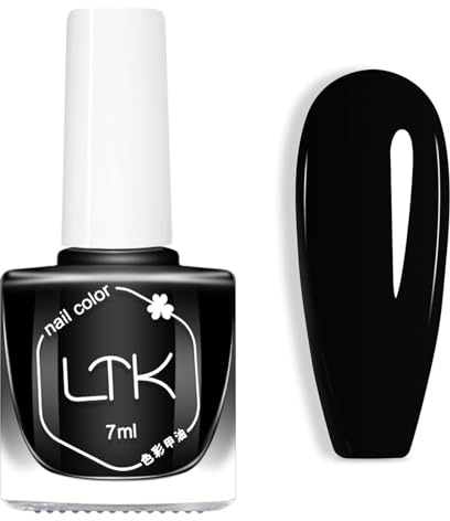 Black Nail Varnish - Black Quick Dry Nail Polish - 7ml Pure Sheer Color Nail Varnish - Long Lasting Nail Polish - Classic Toe Fingernail Polish,Oil Based Formula,No Require Cured