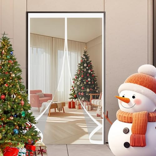 Rideau de Porte Thermique 260 x 85 cm Coupe-Vent, Protection Contre Le Froid, Isolation Thermique Moustiquaire Magnétique pour L'Hiver pour Salon, Chambre Chauffante, A