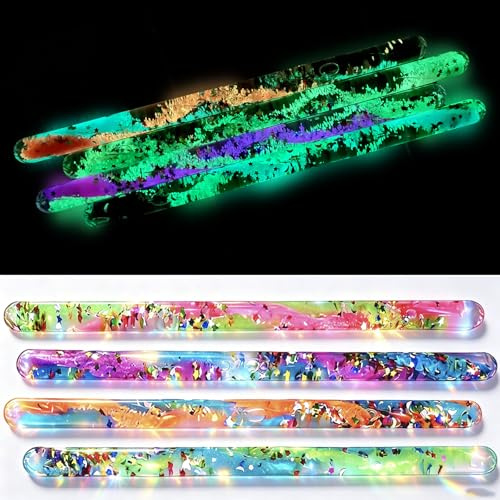 4 Stück 30 cm Jumbo Spiral Glitzer Zauberstab Kinder, Leuchtende Sensorikspielzeug, Autismus Spielzeug Leuchtstab, Magischer Stab Mitgebsel Kindergeburtstag für Prinzessinnen, Feen Zauberer Party