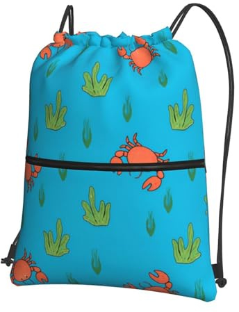 SMAZDFXX Damen- und Herren-Rucksack mit Steinkrabben-Motiv, Kordelzug und Reißverschlusstasche