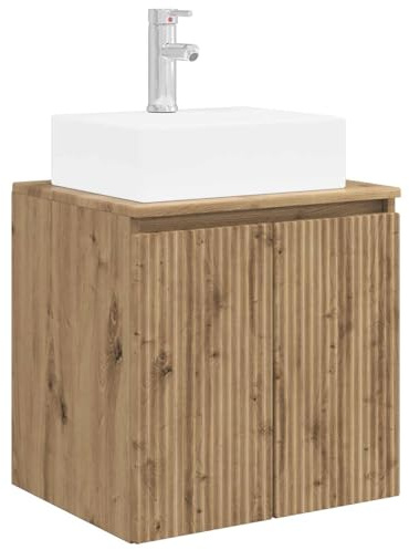 Mhdvray Lavabo da parete in rovere Artisan, 49,5 x 41 x 62,5 cm, mobiletto sottolavabo salvaspazio in legno con lavandino, mobile sospeso moderno per bagno