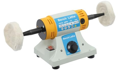 Poliertisch Poliermaschine 320W Tisch Poliermaschine mit Stoff-Räder und Fiber-Räder, Tischpolierer 800-10000rpm Polierer Motor Bench Grinder Standpoliermaschin für Metall, Holz