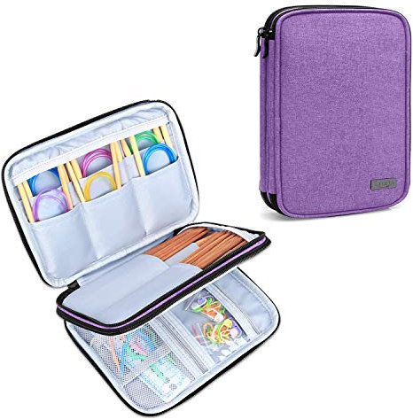 Luxja Stricknadeln Tasche (bis zu 8 Zoll), Organizer Tasche für Rundstricknadeln, 8 zoll Stricknadeln und anderes Zubehör für Zuhause und Reisen (Keine Zubehör enthalten), Lilane