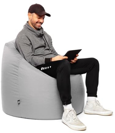 PATCH HOME Patchhome Sitzsack Tropfenform - Grau für In & Outdoor XL 300 Liter - mit Styropor Füllung in 25 versch. Farben und 3 Größen