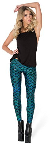 FLAVES FASHION Leggins mit Meerjungfrauen-Motiv, mit Fischschuppen-Druck, Stretch, enganliegend, türkis, 34-36