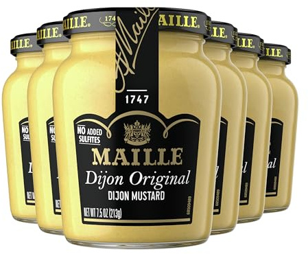 Maille Senf, Dijon Originale ohne Zusatz von Sulfiten, 213 ml, 6 Stück | Für Sandwiches, Marinaden, Vinaigrettes und Rezepte; Dijon Originale; 6 Stück, 213 ml.