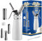 NEMT Sahnespender 0,25 L Sahnesiphon weiss ohne Sahnekapseln 250 ml Sahnespender Aluminium mit Edelstahl Düsen und Reinigungbürste, Auslaufsicherer Sahnebereiter für Schlagsahne, Creme, Mousse