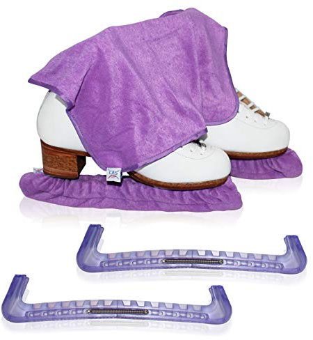 CRS Cross Skate Guards, Soakers und Handtuch Geschenkset – Eislaufschutz und weiche Skate-Klingenabdeckungen für Eiskunstlauf oder Hockey (Pivot Purple, Small)