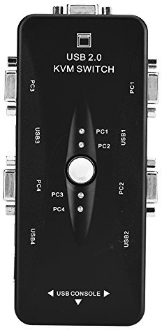 Garsent KVM Switch, USB 2.0 KVM Switcher 2/4 Port VGA Manual KVM Switch Box Adapter for PC Monitor Keyboard Mouse.(4 Ports)