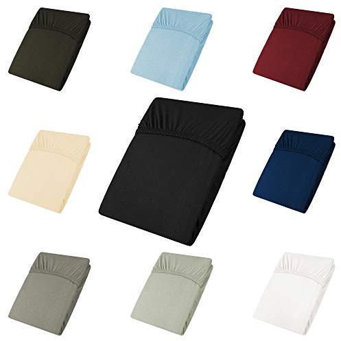 CelinaTex Active Topper Spannbettlaken 180x200-200x200 cm schwarz Baumwolle Bettlaken Jersey Laken