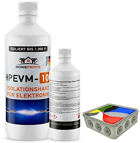 Home Profis HPEVM-100 Elektrovergussmasse (1250g) – RAL 3020 Verkehrsrot Gießharz für Abzweigdosen und LED-Formen, bis 1000 V, wasserdicht, frostsicher