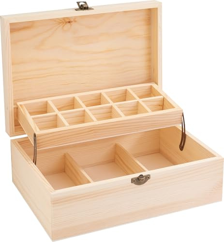 VBS Holz-Aufbewahrungsbox Twin Rohholz Sortierbox 24x16,5x9cm Unbehandelt